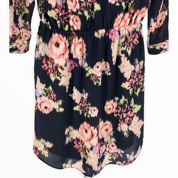 Daniel Rainn Floral Roll Tab Sleeve and Hem Drawstring Waist Dress size XS - Picture 6 of 11